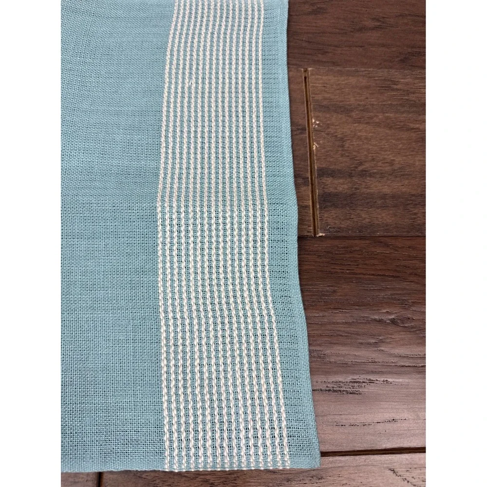 Set of 3 Blue and White Striped Woven‎ Placemats / Napkins Irish Linen